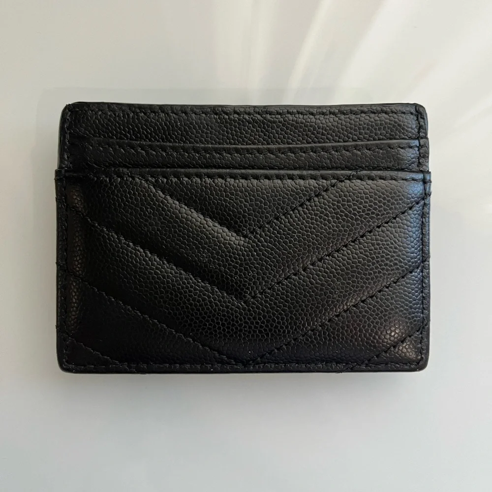 YVES SAINT LAURENT BLACK LEATHER CARD WALLET - Picture 2 of 6